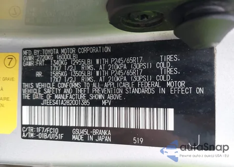 2008 Toyota Highlander из США, поврежденный, VIN JTEES41A282001385